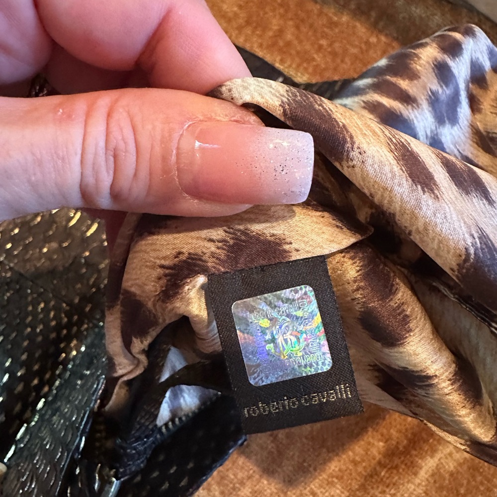 Stunning Roberto Cavalli Black Python Clutch - image 2